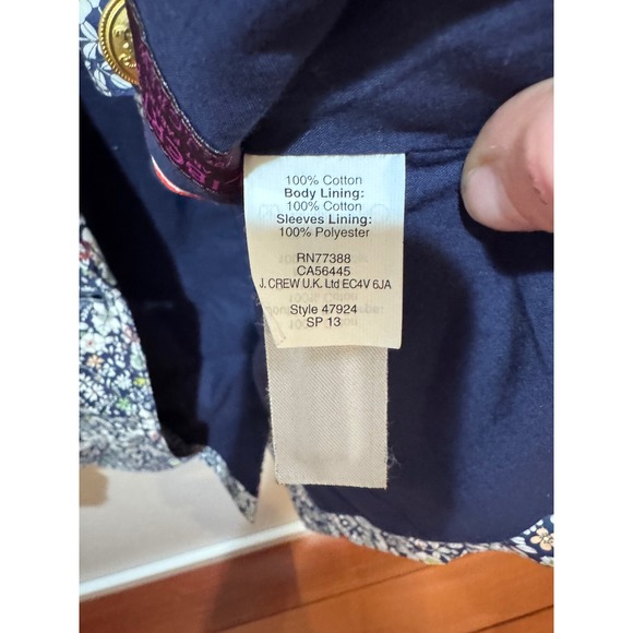J Crew Schoolboy Liberty of London Art fabric cotton floral blazer jacket Sz 10 - Picture 7 of 8